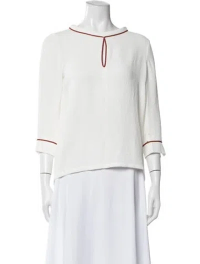 Pre-owned Maje V-neck Three-quarter Sleeve Blouse In Multi