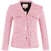 Maje Vyza Tweed Jacket In Pink Cotton In Pink
