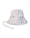 Maje Watercolor Themed Long Bucket Hat In White/blue