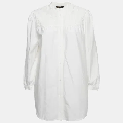 Pre-owned Maje White Beaded Cotton Mini Dress S
