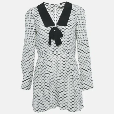 Maje White Bow Print Crepe Playsuit