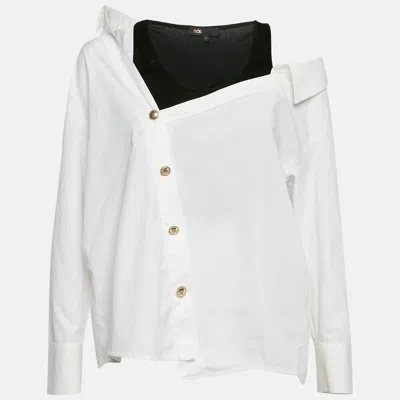 Pre-owned Maje White Cotton Liamicia Asymmetric Trompe L'oeil Shirt S