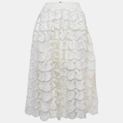 Pre-owned Maje White Fil-coupe Tulle Midi Skirt M