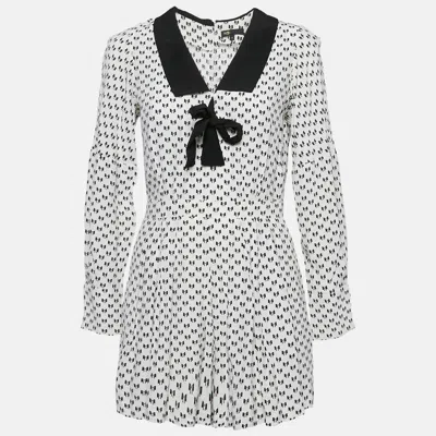 Maje White Istel Print Crepe Tie Neck Jumpsuit