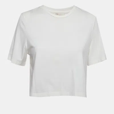 Pre-owned Maje White Jersey Round Neck Crop Top Xs