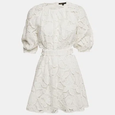 Pre-owned Maje White Lace Cut-out Mini Dress S