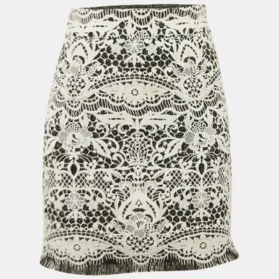 Pre-owned Maje White Lace Fringed Mini Skirt S