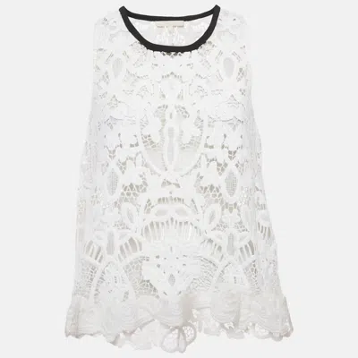 Maje White Lace Sleeveless Sheer Top