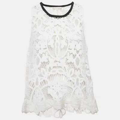 Pre-owned Maje White Lace Sleeveless Sheer Top M