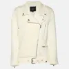 Maje White Neoprene Belted Biker Jacket In White