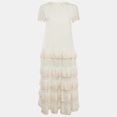 Pre-owned Maje White Silk Ralaxy Ombre Dress S