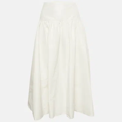 Pre-owned Maje White Synthetic High Waisted Pleated Midi Skirt L