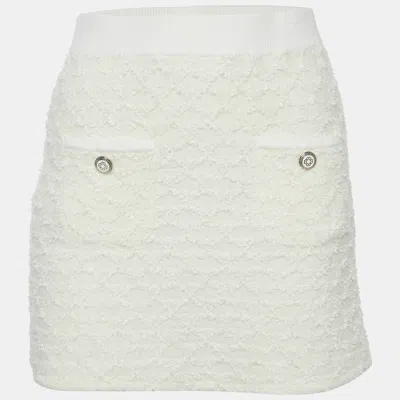 Pre-owned Maje White Textured Tweed Knit Mini Skirt S
