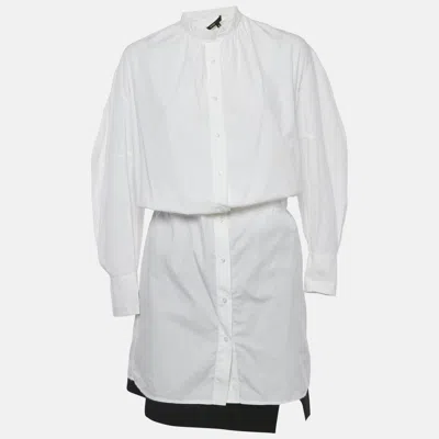 Maje White/black Cotton Shirt Dress And Skirt Set