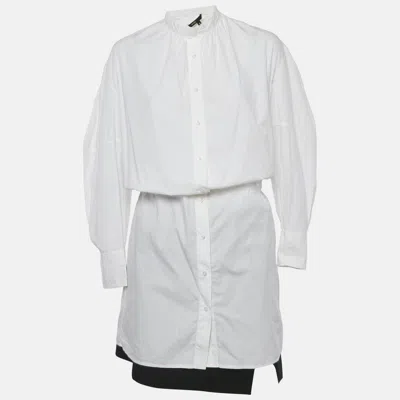 Pre-owned Maje White/black Cotton Shirt Dress And Skirt Set M