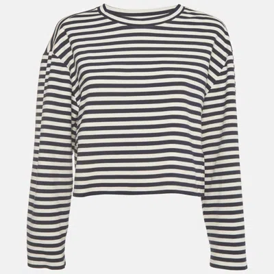 Pre-owned Maje White/navy Striped Jersey Long Sleeved Breton T-shirt L