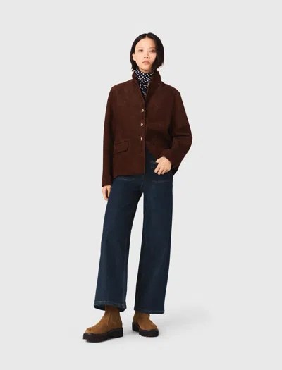 Maje Wide Jeans With Patch Pockets In Blue