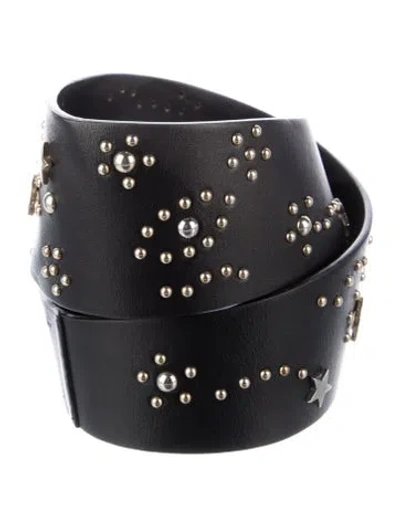 Pre-owned Maje Wide Leather Waist Belt In Black