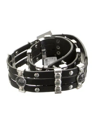 Pre-owned Maje Wide Leather Waist Belt W/ Tags In Black