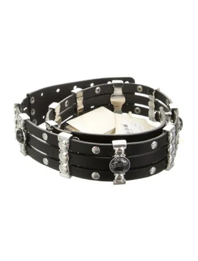Pre-owned Maje Wide Leather Waist Belt W/ Tags In Black