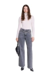 Maje Belted Wide Leg Jeans In Grey In Grey