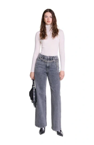 MAJE MAJE WIDE-LEG JEANS WITH CHAIN-LINK BELT