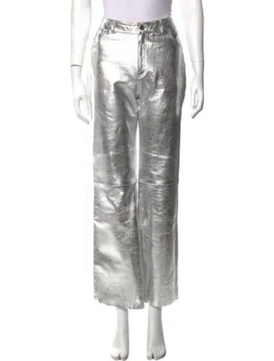 Pre-owned Maje Wide Leg Pants In Metallic/silver