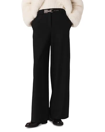 Maje Wide Leg Suit Pants In Black