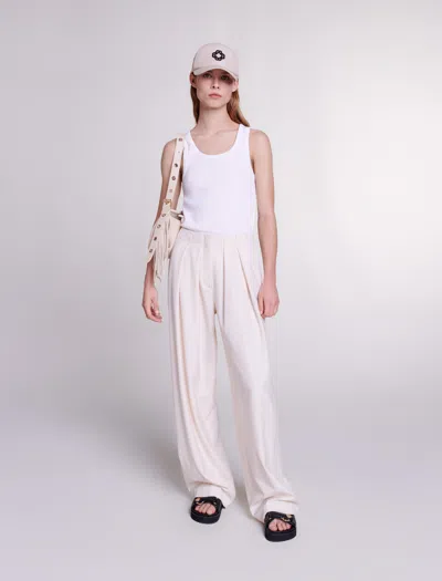 Maje Wide-leg Suit Trousers For Spring/summer In Ecru