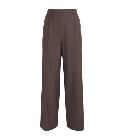 Maje Wide-leg Tailored Trousers In Brown