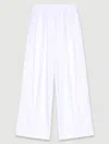Maje Womens Blanc Wide-leg High-rise Cotton Trousers In Blanc