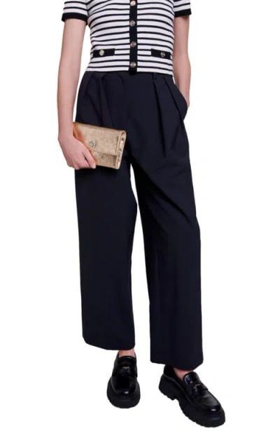 Maje Wide-leg Trousers With Belt In Black