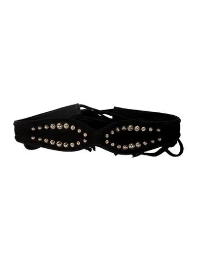 Pre-owned Maje Wide Suede Belt In Black