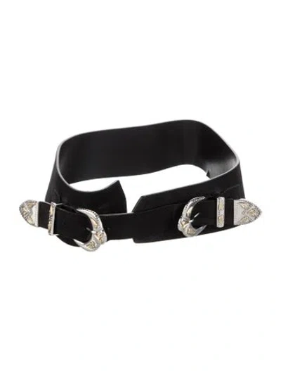 Pre-owned Maje Wide Suede Waist Belt In Black