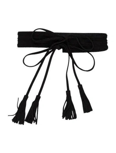 Pre-owned Maje Wide Suede Waist Belt In Black