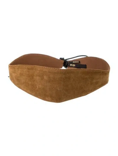 Pre-owned Maje Wide Suede Waist Belt In Brown