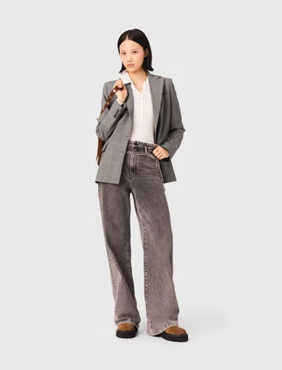 Maje Wide-leg Jeans With Chain-link Belt In Gray