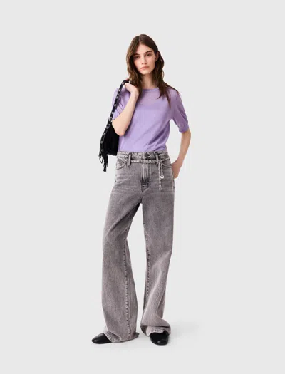 Maje Wide-leg Jeans With Chain-link Belt In Grey