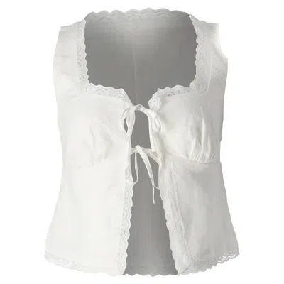 Maje Wo Vochetine Crochet Lace Vest In White Cotton