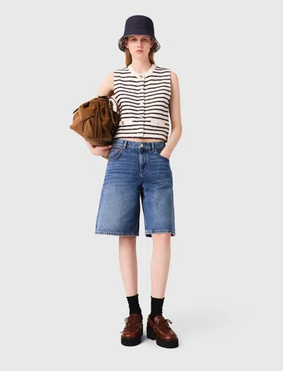 MAJE MAJE WOMAN'S ACRYLIC STRIPED WOOL BLEND TOP FOR FALL/WINTER