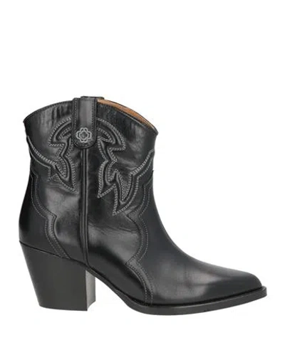 Maje Woman Ankle Boots Black Size 10 Leather
