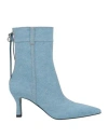 Maje Woman Ankle Boots Blue Size 8 Textile Fibers In Blue