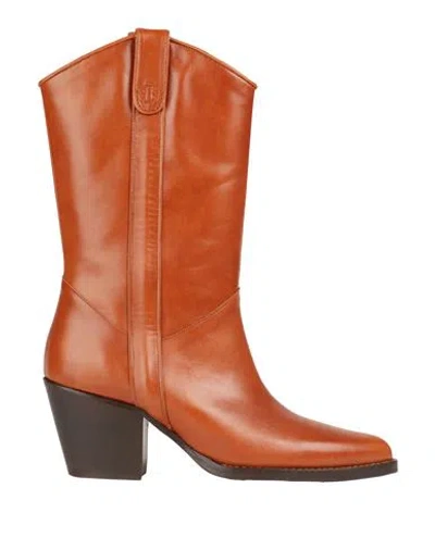 MAJE MAJE WOMAN ANKLE BOOTS CAMEL SIZE 8 LEATHER