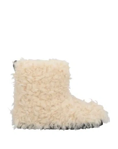 Maje Woman Ankle Boots Ivory Size 8 Textile Fibers In White
