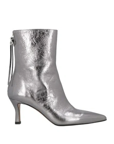 Maje Woman Ankle Boots Silver Size 8 Leather