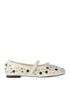 Maje Woman Ballet Flats Ivory Size 8 Leather In Neutral