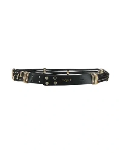 Maje Woman Belt Black Size 3 Cow Leather, Copper, Polyurethane
