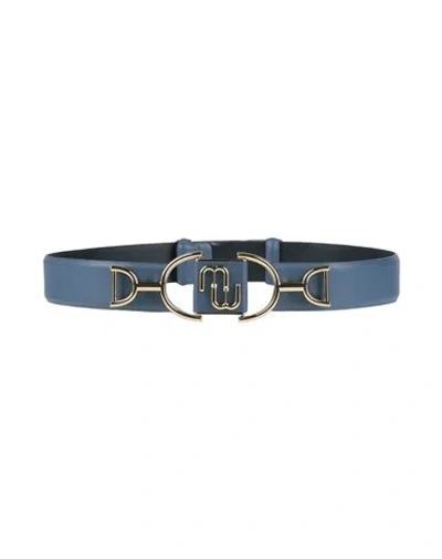 Maje Woman Belt Blue Size 1 Cow Leather, Zamak