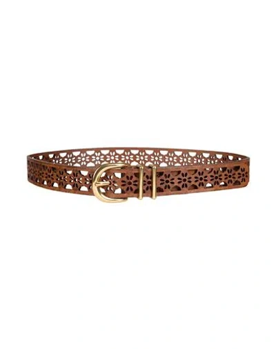 Maje Woman Belt Brown Size 1 Cow Leather