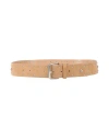 Maje Woman Belt Camel Size 2 Cow Leather, Polyurethane, Zamak, Glass In Beige
